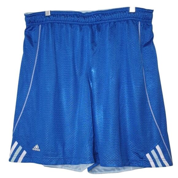 Adidas Women's Basketball Shorts L Blue Mesh 8" Elastic Waist Athletic Y2K Long - Picture 1 of 6